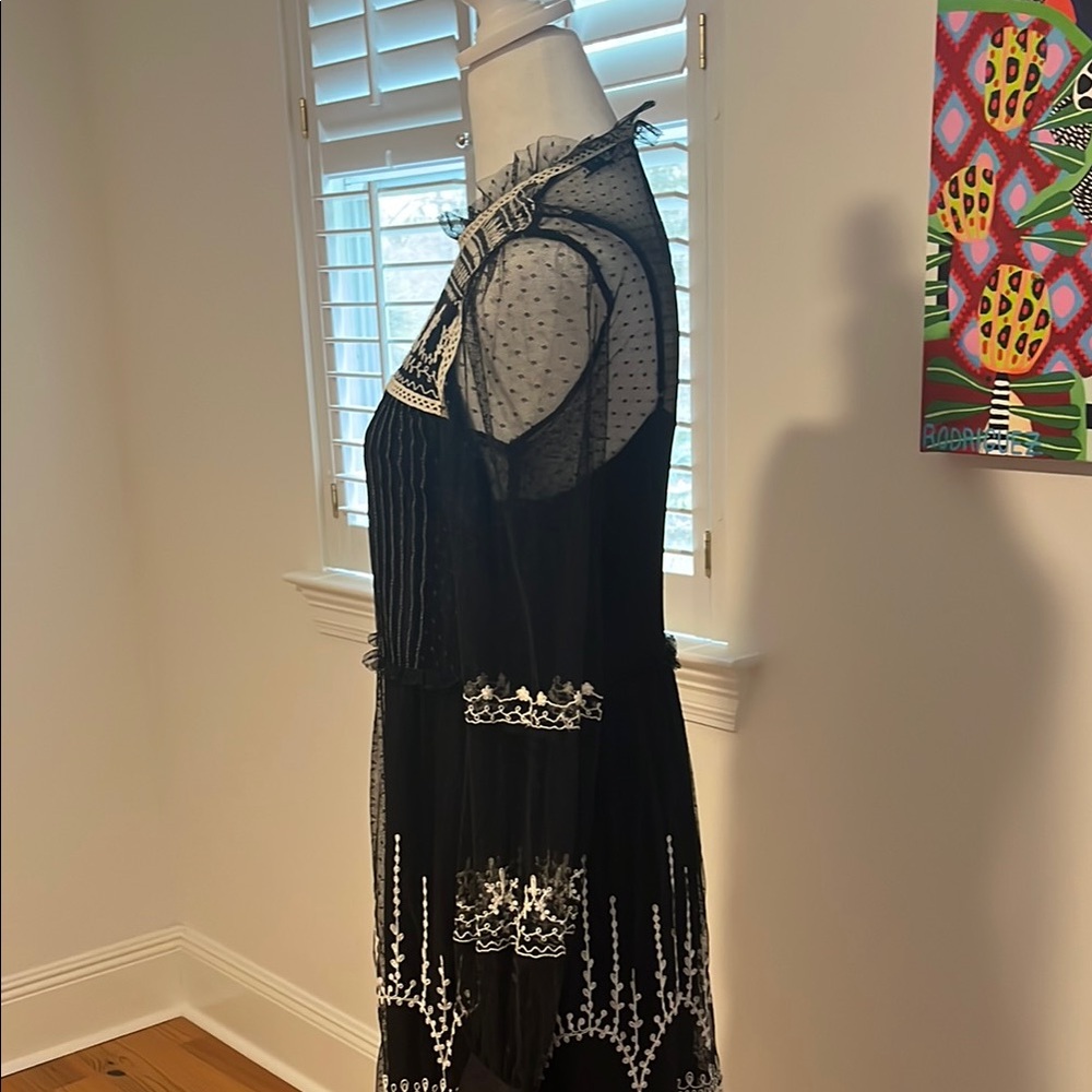Zara Black Maxi Gown with Long Bishop Sleeves and Mock Neck - Picture 3 of 4